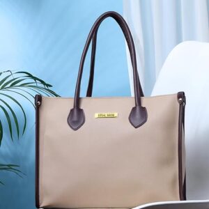 Beige with brown strips Tote bag